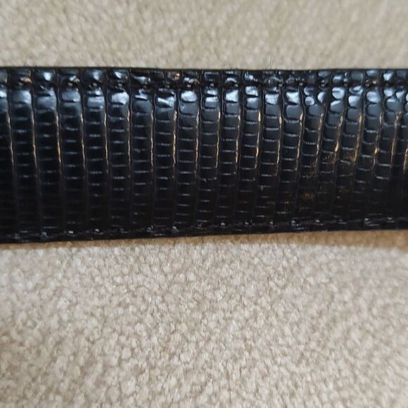 Brighton Black Reptile Embossed Leather Gold and Silver Buckle and Loops Size 30 - Picture 7 of 10